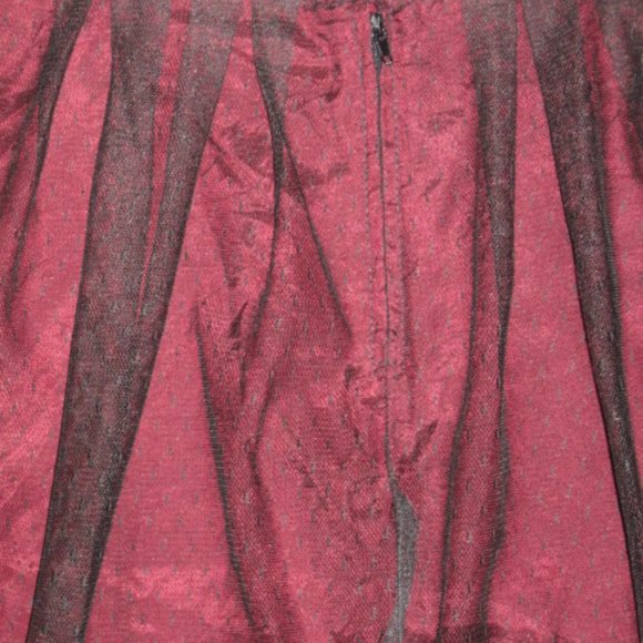 JONATHAN MARTIN GIRLS SZ 10-14 LONG PLEATED SKIRT BURGUNDY, BLACK LACE STEAMPUNK - Picture 5 of 7
